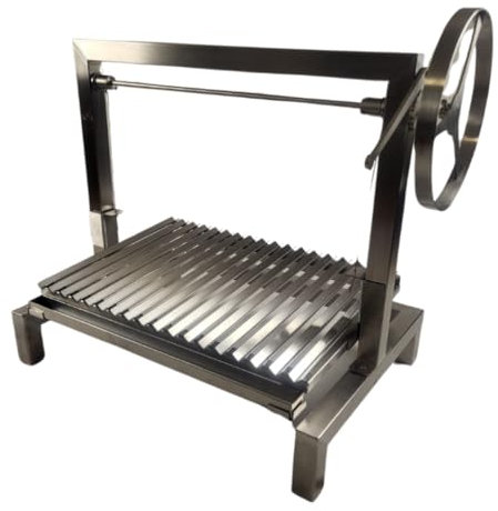 Argentinischer Asado Grill - 100% Edelstahl Holzkohlegrill mit Kurbelsteuerung. Premium Parrilla Grill – Kompakter Asado für das perfekte BBQ.