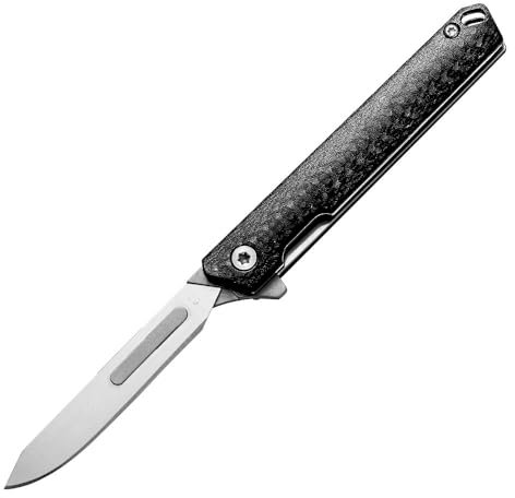 Couteau pliant, scalpel, porte-clés, couteau de poche avec 2 lames interchangeables, figurine 24, petit couteau EDC, couteau d'extérieur en acier, couteau à deux mains, couteau multi-usages en fibre