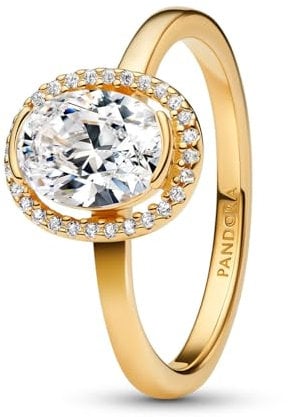 PANDORA Damen-Ring Ovaler Funkelnder Heiligenschein Goldfarben 163802C01-60 Ringgröße 60/19,1