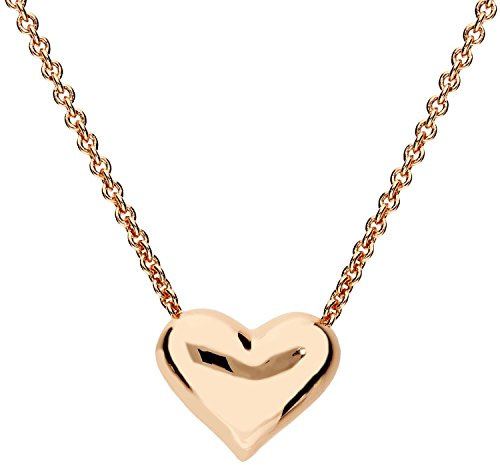 Löb 18K Roségold vergoldet Kette kleines Herz Anhänger glänzend Herzkette Damen Halskette Herzanhänger Herzen Herzform Platte Freundschaftskette