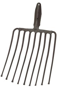 IDEAL-Steingabel | zum Laden von Schotter, Steinen & Bauschutt | 9 Zinken 330 × 250 mm, schwarz lackiert, gehärtet, Federdülle, ohne Stiel, Made in Germany