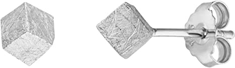 925 Silber Ohrstecker Damen | Minimalistische Würfel Ohrringe | Handgefertigt, mattiert (eisgekratzt) | zeitlos, leicht & elegant | 4 mm Kantenlänge | inkl. Geschenkbeutel