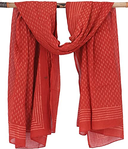 GURU SHOP Leichter Pareo, Sarong, Handbedrucktes Baumwolltuch - rot Kombination 21, Herren/Damen, Baumwolle, 190x120 cm