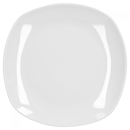 Van Well Lilli Plato llano, 250 x 250 mm, menú Plato Grande, plato para servir (Porcelana, edles Marca, brillante, diseño clásico, color blanco cuadrado