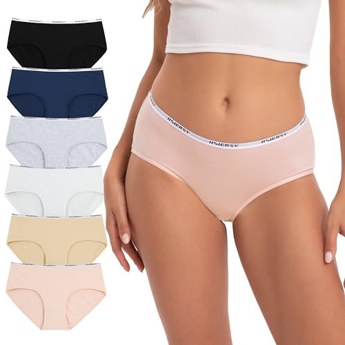 INNERSY Unterwäsche Damen Slips Baumwolle Mehrpack Unterhosen Panty Set Bequeme Höschen 6er Pack (M, Grundlagen)