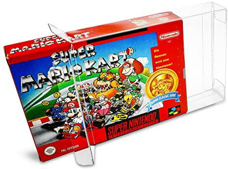 20 x Klarsicht Schutzhüllen passend für Super Nintendo SNES OVP 0,5 mm Passgenau und Glasklar-PET-Reset Retro Game Protectors-cases-box-Staubdicht-UV-Schutz