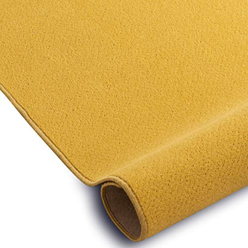 rugsx Einfarbiger Teppich Eton für Zimmer, Wohnzimmer, Schlafzimmer, Teppichboden Auslegware, gelb, Verschiedene Größen, 300x300 cm