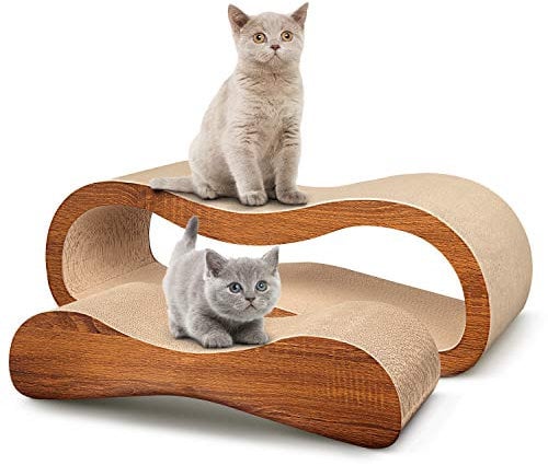 FluffyDream 2-in-1 Doppelschicht Kratzbretter Katze, Kratzpappe für Katzen, Katzen Zubehör Langlebige Brettpolster Verhindert Möbelschäden Lounge Bett, XL
