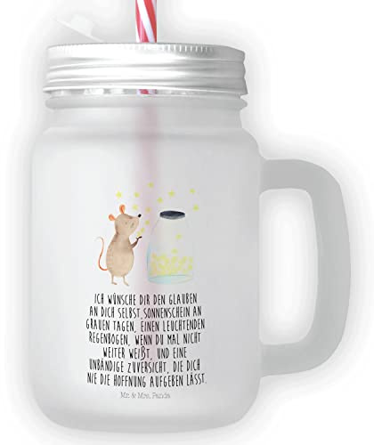 Mr. & Mrs. Panda Trinkglas Mason Jar Maus Sterne - Geschenk, Kind, Geburtstag, Sommerparty Einrichtung, Sommerglas, Träume, Tiermotive, Einmachglas,