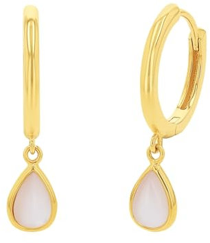 Amor Creolen 925 Sterling Silber Perlmutt Damen Ohrschmuck, 2,5 cm, Gold, Kommt in Schmuck Geschenk Box, 2035995