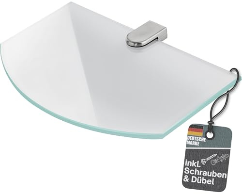 bonsport Glasregal Wandregal für Badezimmer Milchglas, 25x14x0,6cm | Glas Regal aus 6 mm Sicherheitsglas - Glasablage Glasregalboden Badablage