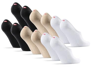 DANISH ENDURANCE Chaussettes Invisibles Basses en Coton, Patin Antidérapant, Femme Homme, 6 Paires, Multicouleurs (2x Beige, 2x Blanc, 2x Noir), 43-47