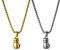 JewelryWe Schmuck 2PCS Herren Halskette mit Edelstahl Boxhandschuhe Anhänger & Weizenkette Silber Gold