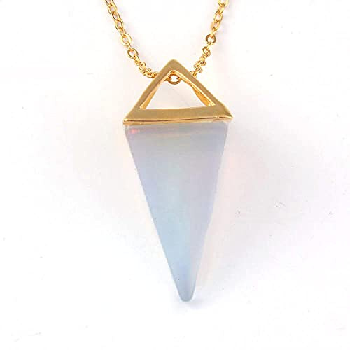 Naturedelstein Pyramide Pendel Anhänger Kristall Quarz Onyx Halsketten Suspension für Damen Herren-Opal GOLD
