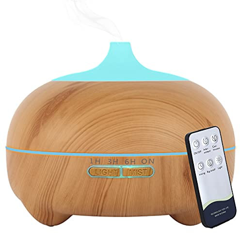 Hantoc Aroma Diffuser 550ML, Luftbefeuchter Ultraschall Vernebler mit Timer Ultraschall Aromatherapie Diffusor mit 7 Farben LED Wasserlose Abschaltautomatik für Schlafzimmer, Büro, Yoga, Spa
