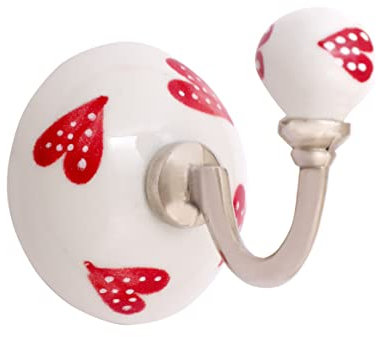 Nacnic Set di 2 ganci rotonde in ceramica 63 mm | Appendiabiti bianche con cuori | Ideale per completare tutti i tipi di stanze. Eleganti ganci multiuso.