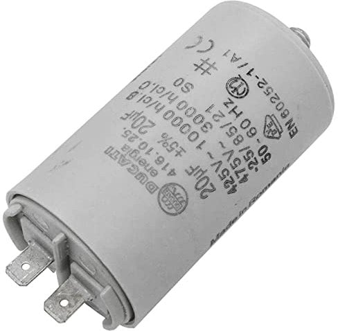 Lumonic Condensateur de démarrage 416.10.25 A [incl. fiche 6,3x0,8mm] | Condensateur moteur 20µF 400V 40x70mm I Condensateur dans boîtier plastique is