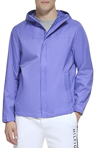 Tommy Hilfiger Lightweight Breathable Waterproof Hooded Rain Jacket Imperméable, Perwinkle, XL Homme