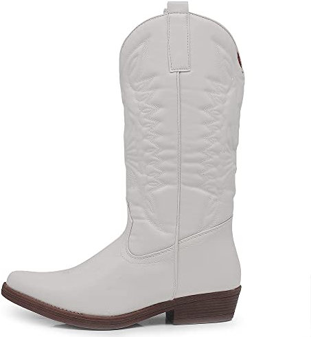 IF Fashion Cowboy Western Scarpe da Donna Stivali Stivaletti Punta Quadrata Camperos Texani Etnici C19004-4 beige N.40