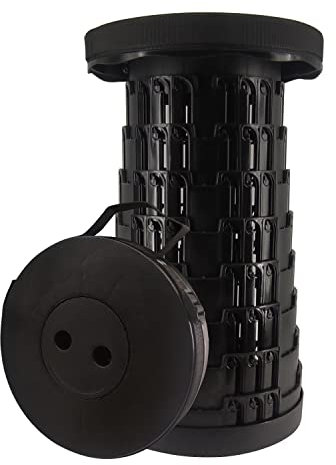 DingZan Upgraded Teleskophocker Tragbarer Klappbarer Hocker, Schwarzer Camping Hocker Faltbar Zusammenklappbar für Angeln Wandern BBQ Picknick Party Outdoor Aktivitäten, Belastung 300kg