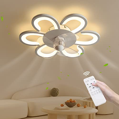 JIOAIDE LED-Deckenventilator Mit Lampe,Modern Blütenblatt Ausführung,3 Farbtemperaturen Dimmbar,6 Gang Windgeschwindigkeit,Leise Und Geräuscharm Schlafzimmer Wohnbereich Ventilator-Beleuchtung
