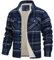 Trench Coat Men, Men's Padded Thick Button Plaid Shirt Casual Fashion Warm Coat Men Leather Jacket Regenjacke Reflektierend Jacke Mädchen Ärmellose Männer Wachs Für Wachsjacken (4XL, Marine) Generisch