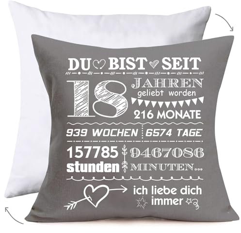 Geschenke für 18 Jährige Mädchen Junge, Kissenbezüge Geburtstagsgeschenk für Freunde Kinder Familien (18 Jährige)