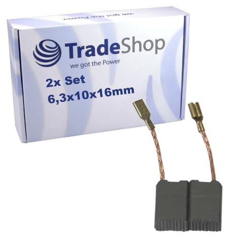 2x Trade-Shop Kohlebürsten Motorkohlen Schleifkohlen 6,3 x 10 x 16mm kompatibel mit Dewalt, Black & Decker, ELU, Spit Winkelschleifer Elektrowerkzeuge