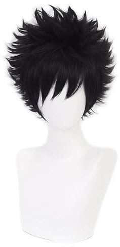 YEAJION Dabi Cosplay Perücke Schwarz Kurz Anime My Hero Academia Cosplay Verkleidung Dabi Wig Halloween Karneval Party Cosplay Kostüm Zubehör Erwachsene
