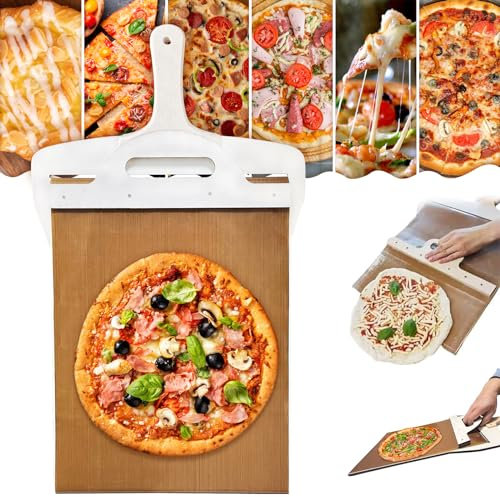 Vixpyzz Sliding Pizza Peel, Effortless Transfer, Non-Stick, Italian Style, Brown, 12x21 Inch