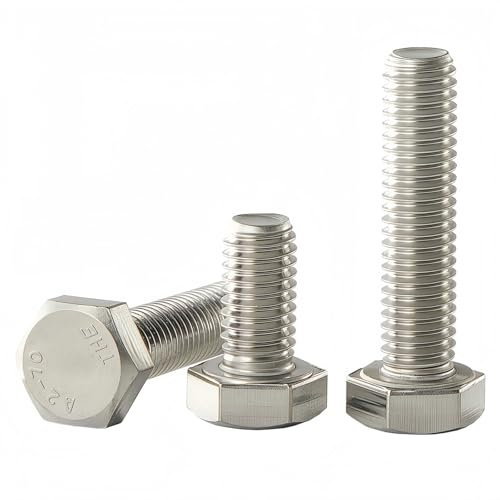 YIIFLY Vis à tête hexagonale M8×20 mm, vis M8×1,25 mm, vis machine à tête hexagonale, acier inoxydable 304 (A2-70), DIN 933, finition brillante, filetage complet, 20 pièces