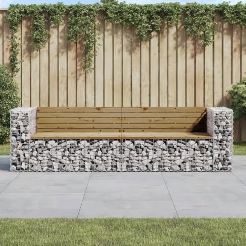 ShGaxin Banc de Jardin Design Gabion 244x71x65,5cm Bois de pin imprégné,Banc De Jardin, Bain De Soleil,Banquette Exterieur