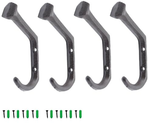 YGbridge Rustikale Gusseisen-Wandhaken, 8 Stück, robuste Wandhalterung, Gusseisen-Haken zum Aufhängen von Mänteln, Taschen, Hüten, Handtüchern, Schlüsseln, Kleidung, Schals (8)