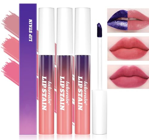 Sitovely 3PCS Peel Off Lip Stain, Matte Peel Off Lip Gloss Non-Stick Liquid Lipstick Waterproof Highly Pigmented Peel Off Lip Tint Stain (rose, M)