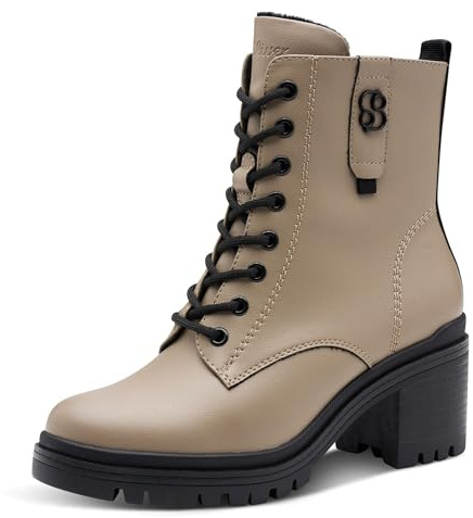 s.Oliver Damen Stiefeletten zum Schnüren mit Blockabsatz Herbst, Braun (Taupe), 41 EU