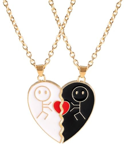 PNPGDYKR Paar Halskette, Herz Pärchen Halskette, Partner-Halsketten für Paare, Partner kette für Damen Herren, Verstellbare Kette Puzzle Anhänger