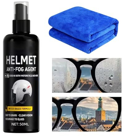Antibeschlag Spray - Helm Visier Reinigung & Schutz | Nano Regenabweiser Set | Wasserdichte Antibeschlagspray Beschichtung Für Motorradhelm Brillen & Sportbrillen, Visierreiniger Mit Pflegetuch
