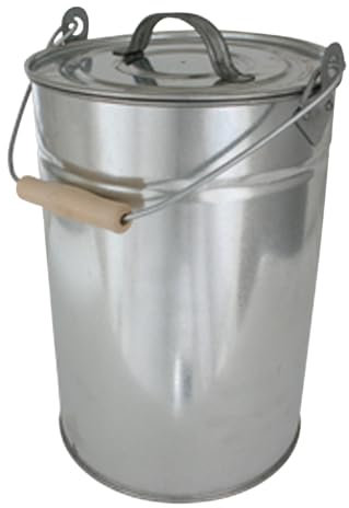 Ascheneimer mit Deckel verzinkt - 14 Liter