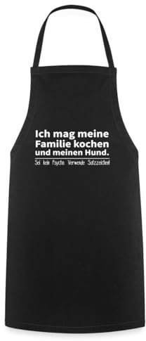 Spreadshirt Mag Familie Kochen Und Hund Verwende Satzzeichen Kochschürze, One size, Schwarz