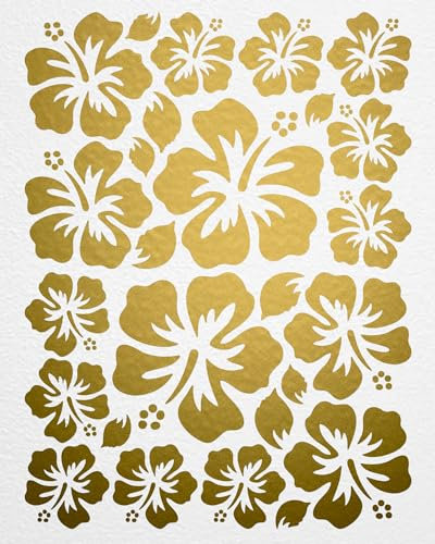 WANDfee Wandtattoo Hibiskus Blumen Hibiskusblüten FARBWUNSCH gold Wandsticker Wandaufkleber Fliesenaufkleber
