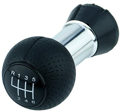 L & P Car Design L&P A0260-5 Schalthebel Schaltknauf Schwarz 6 Gang 12mm Knauf PU Leder perforiert Plug Play Ersatzteil für VW Golf 2 II 3 III 4 IV 5 V 6 VI 7 3B B5 3C B6 Polo 6R GTI Look