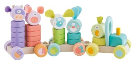 Steckturm Zug Formen&Zahlen | Sevi | Holzspielzeug für Kinder von einem Jahr. Sevi Geschenke für Kinder in den ersten Monaten | 35x15x8cm | Infant Toys | Modell 82995