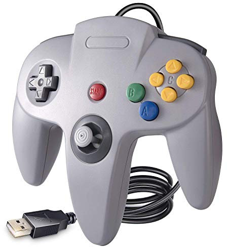 suily USB Controller für N64 Spiele, Classic N64 Bit USB Controller für Windows PC MAC Linux Raspberry Pi 3, Grau