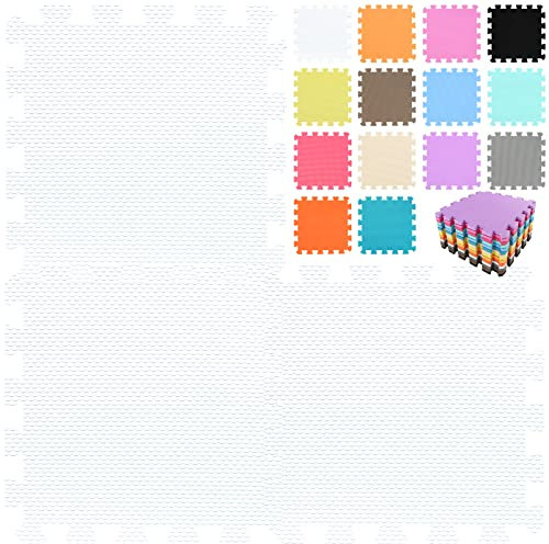 qqpp EVA Puzzle Tapis Mousse Bebe - Idéal pour Les Tapis De Jeux Enfant,18 Dalles(30 * 30 * 1cm),Blanc.QQC-Ab18N