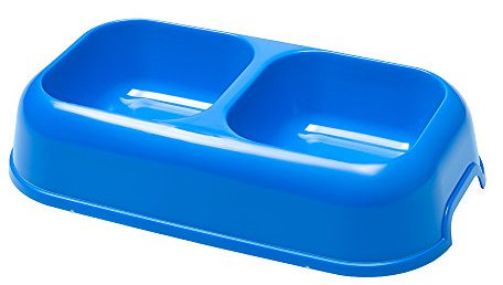 Ferplast Dog Bowls PARTY, Non-Slip Rubber Base, Food and Water Plastic Bowl Easy to Clean, Double Compartment for Water and Food (1,2 L)
