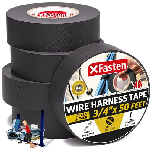 XFasten Wire Harness Tape, 3/4-Inch by 50-Foot (19.05mm x 15.24m) (5-Pack)