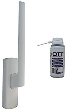 Siegenia PSK Handhebel 200 inkl. Ott beschlagswelt Beschlägespray (DIN LINKS, weiß)