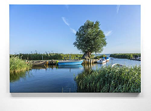 Atemberaubendes Ostsee Panorama Leinwand-Bild 120x80cm, Motiv Bodden Zempin Ein einzigartiges XXL Wandbild als Deko für Wohnzimmer, Schlafzimmer, Küche. Aufgespannt auf Holzrahmen