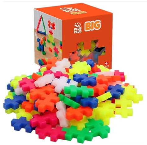 Plus-Plus 9603411 Kreativ-Bausteine, Big Neon Set, Geniales Konstruktionsspielzeug, 100 Teile