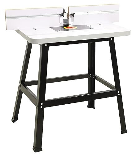 'vidaXL Steel and MDF Router Table - Versatile Stationary Tool for Woodworking and Handheld Plunging Router, Easy Adjustments, Compatible with Standard Router Sizes - White and Black